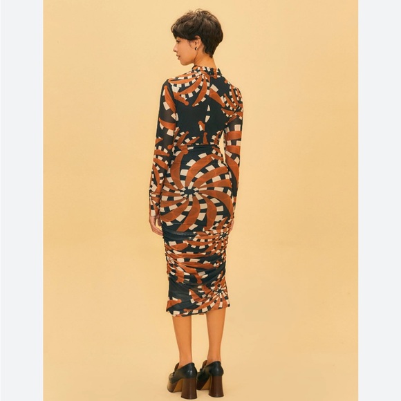 FARM Rio Bandana Black Dark Tulle Midi Dress - Sz Small - Picture 2 of 9